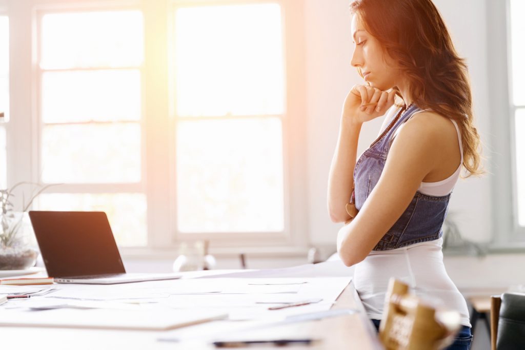 Woman in a Deskless Office